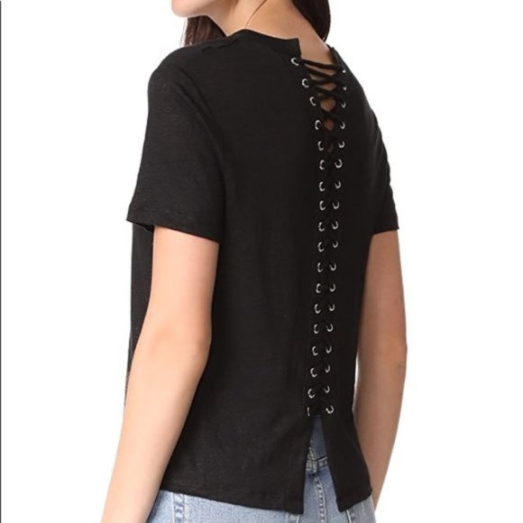 A.L.C. Tops - A.L.C. Black Lace-Up Back Tee
